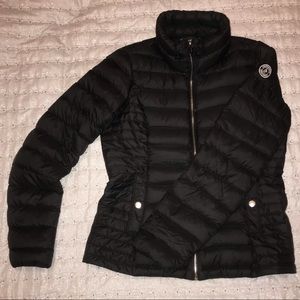 Down Feather Puffer Jacket, Black